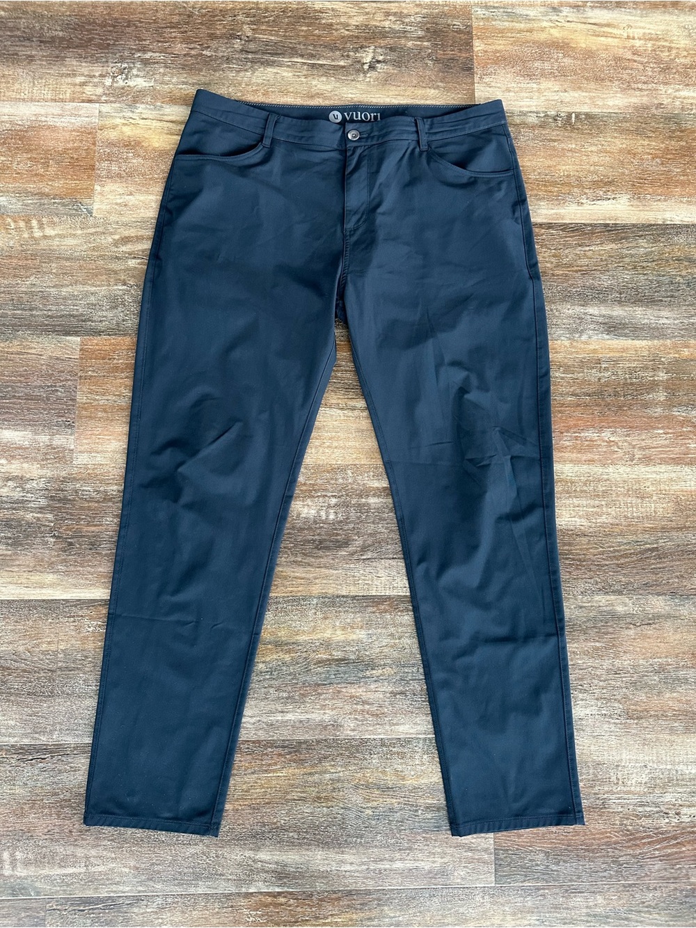 Vuori Meta Pant  Men’s Size 38 Navy Blue 5 Pocket Stretch Chino Casual Office